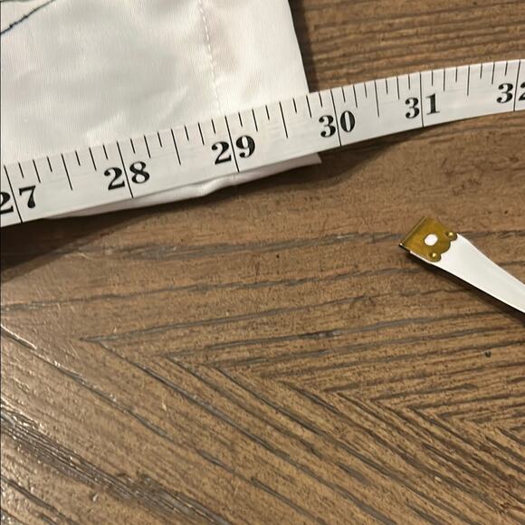 White Pull-On Floral Pants – Elastic Waist with Drawstring, Size Medium - Picture 4 of 5